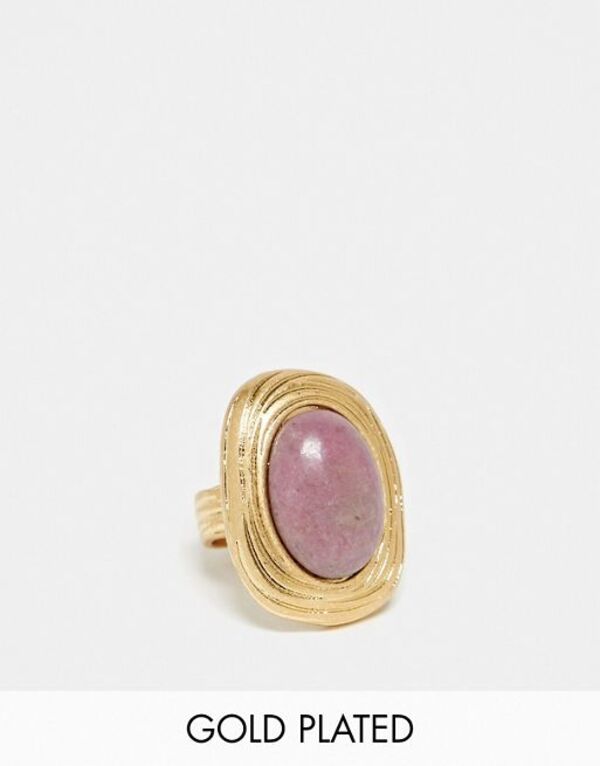  エイソス レディース リング アクセサリー ASOS DESIGN 14k gold plated ring with real semi precious stone Gold