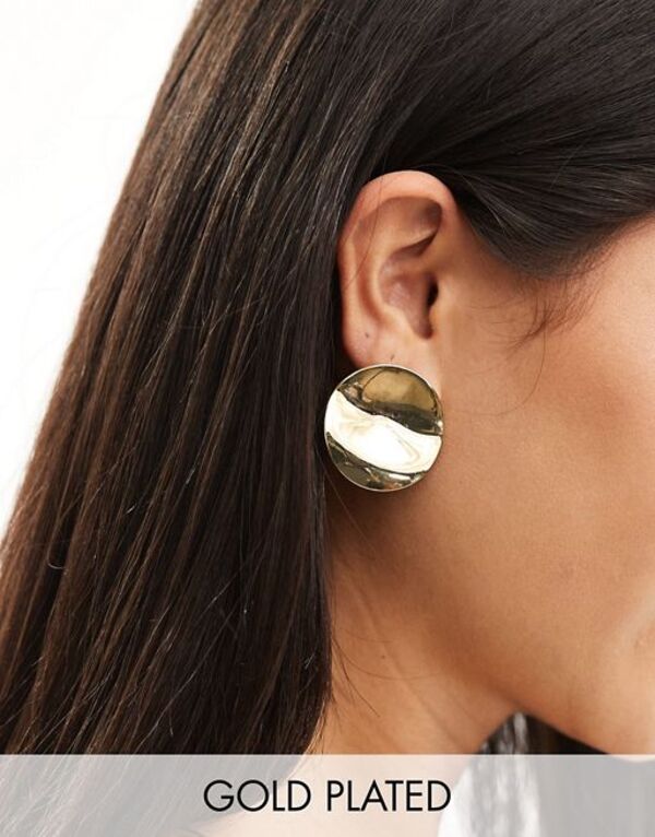 エイソス 【送料無料】 エイソス レディース ピアス・イヤリング アクセサリー ASOS DESIGN 14k gold plated stud earrings with abstract circle design Gold