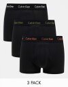     JoNC Y gNX A [EFA Calvin Klein 3-pack low rise trunks with contrast logo waistband in black Black