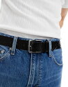 【送料無料】 カルバンクライン メンズ ベルト アクセサリー Calvin Klein Jeans classic flat leather 35mm logo print belt in multi Allover print