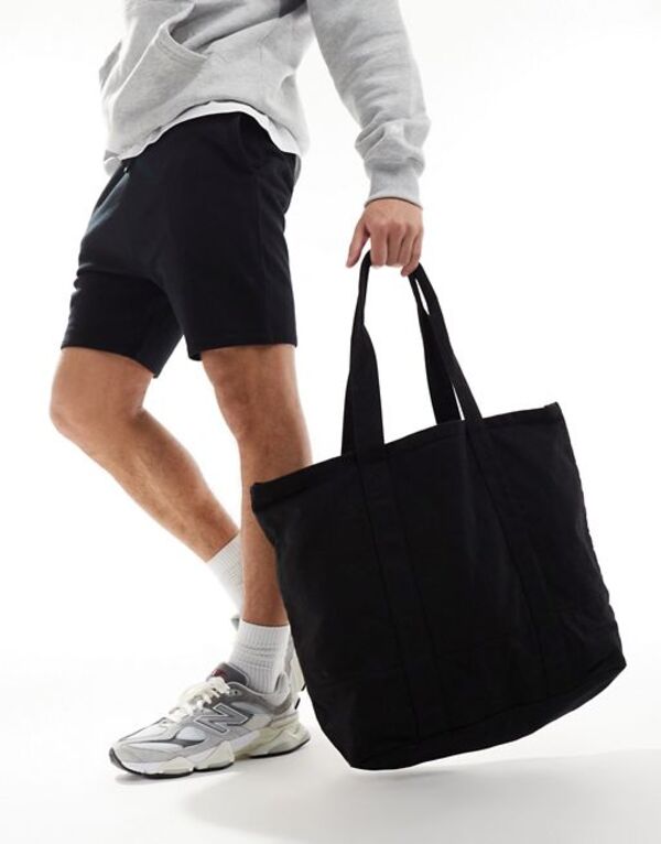 【送料無料】 エイソス メンズ トートバッグ バッグ ASOS DESIGN oversized heavyweight cotton tote bag in black Black