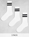 yz EB[NfC Y C A_[EFA Weekday 3-pack stripe sport socks in white with black stripe White