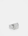 yz GC\X Y O ANZT[ ASOS DESIGN signet ring with texture in silver tone SILVER