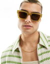 【送料無料】 エイソス メンズ サングラス・アイウェア アクセサリー ASOS DESIGN square sunglasses in khaki Khaki