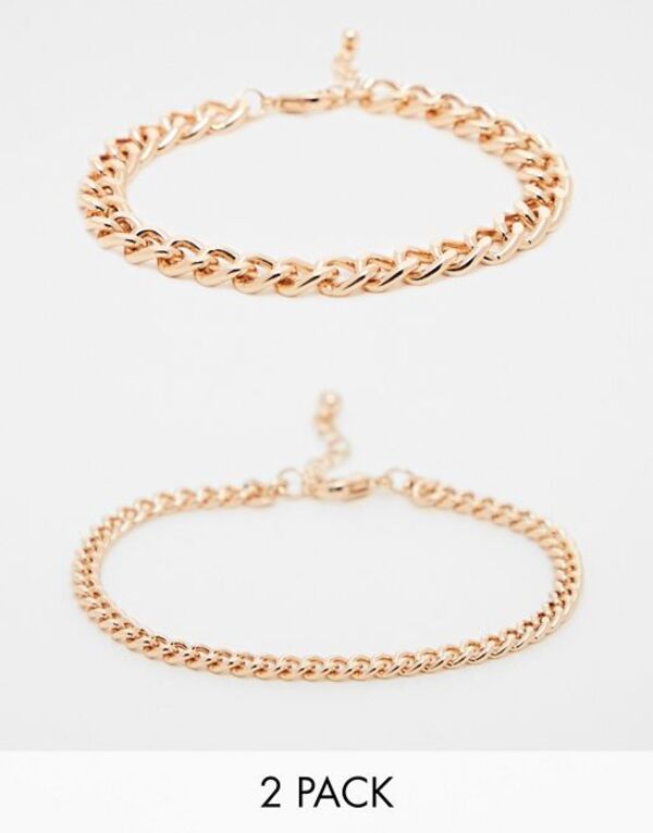 エイソス 【送料無料】 エイソス メンズ ブレスレット・バングル・アンクレット アクセサリー ASOS DESIGN 2 pack bracelet set in gold tone GOLD