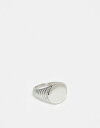 yz GC\X Y O ANZT[ ASOS DESIGN waterproof stainless steel round signet ring with embossing in silver tone SILVER