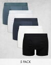 【送料無料】 ウィークデイ メンズ トランクス アンダーウェア Weekday 5-pack boxer briefs in blue black and white Blue