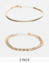エイソス 【送料無料】 エイソス メンズ ブレスレット・バングル・アンクレット アクセサリー ASOS DESIGN 2 pack chain bracelet in gold GOLD