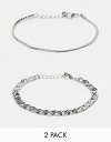 エイソス 【送料無料】 エイソス メンズ ブレスレット・バングル・アンクレット アクセサリー ASOS DESIGN 2 pack chain bracelet in silver tone SILVER