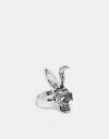 yz GC\X Y O ANZT[ ASOS DESIGN bunny skull ring in burnished silver SILVER