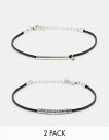 yz GC\X Y uXbgEoOEANbg ANZT[ ASOS DESIGN 2 pack polyurethane cord bracelet with silver embellishments SILVER