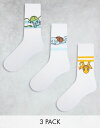  エイソス メンズ 靴下 アンダーウェア ASOS DESIGN 3 pack triple character Pokemon sock in white WHITE