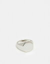 yz GC\X Y O ANZT[ ASOS DESIGN signet ring with octagon top in silver tone SILVER