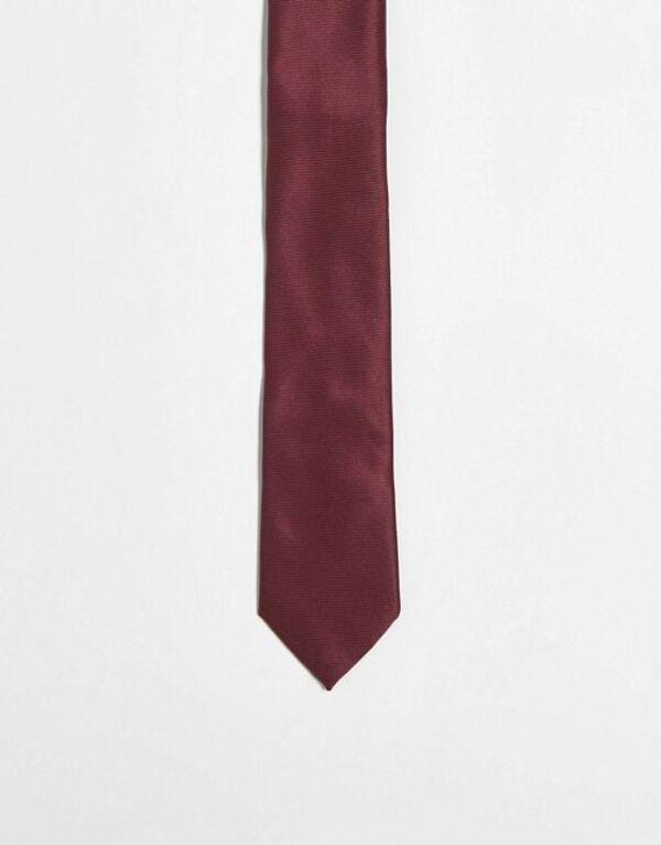 yz GC\X Y lN^C ANZT[ ASOS DESIGN slim tie in burgundy Burgundy