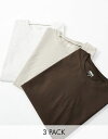  エイソス メンズ Tシャツ トップス ASOS DESIGN 3-pack relaxed fit crew neck T-shirts in brown, stone and off-white Multi