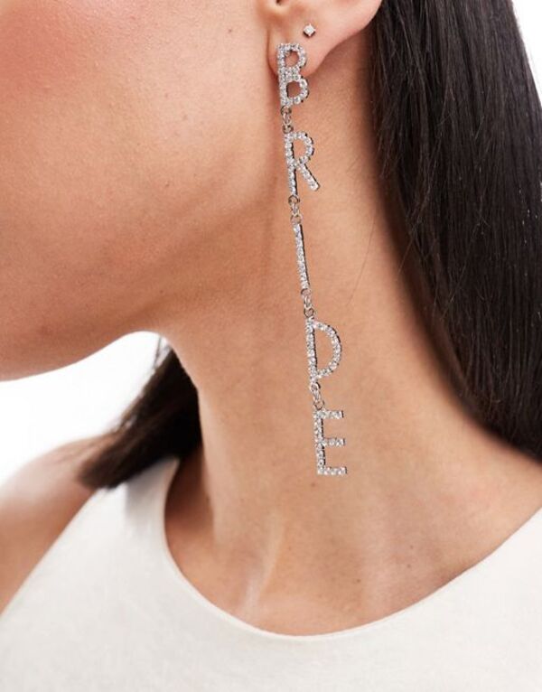 【送料無料】 サウスビーチ レディース ピアス・イヤリング アクセサリー South Beach bride long embellished drop earrings in silver SILVER