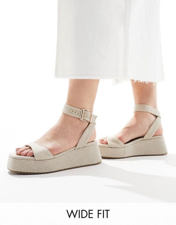 【送料無料】 エイソス レディース サンダル シューズ ASOS DESIGN Wide Fit Tantoo flatform sandals in natural fabrication NATURAL