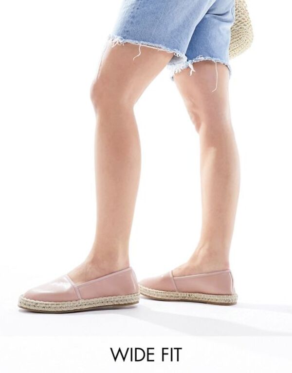 【送料無料】 エイソス レディース スリッポン・ローファー シューズ ASOS DESIGN Wide Fit Joey closed toe espadrilles in pale pink Pale pink pu