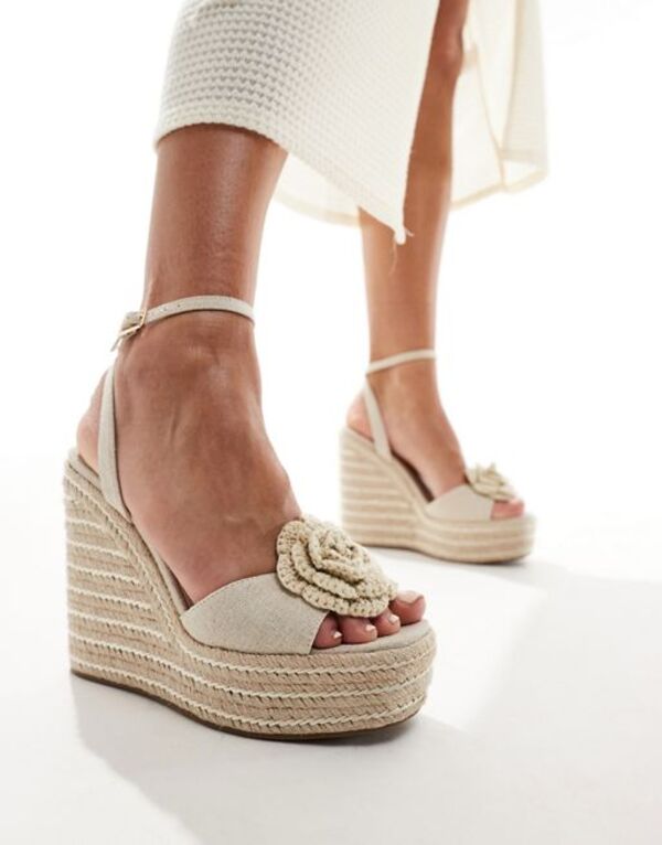 【送料無料】 エイソス レディース サンダル シューズ ASOS DESIGN Tasha espadrille wedges with corsage in natural NATURAL