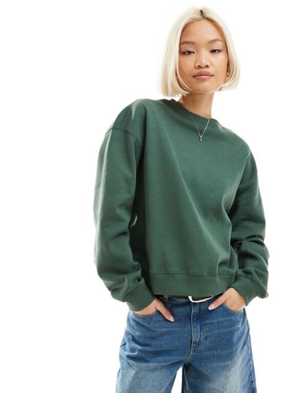  ウィークデイ レディース パーカー・スウェット アウター Weekday Essence sweatshirt in dark green Dark green