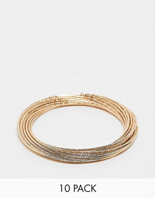エイソス 【送料無料】 エイソス レディース ブレスレット・バングル・アンクレット アクセサリー ASOS DESIGN bangle bracelets with multi fine wire design in gold tone Gold