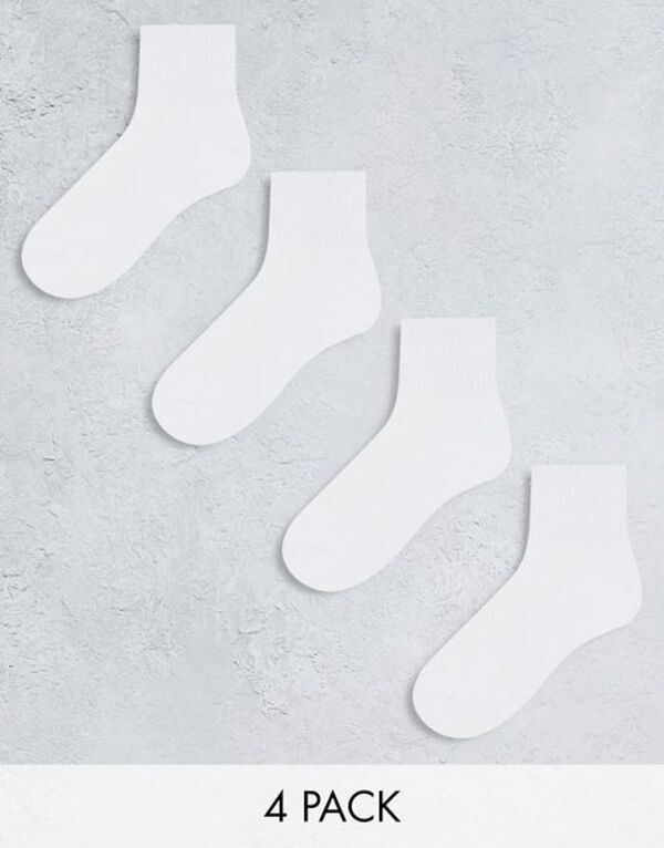 yz fbNX fB[X C A_[EFA Lindex sports ribbed ankle socks 4 pack in white WHITE