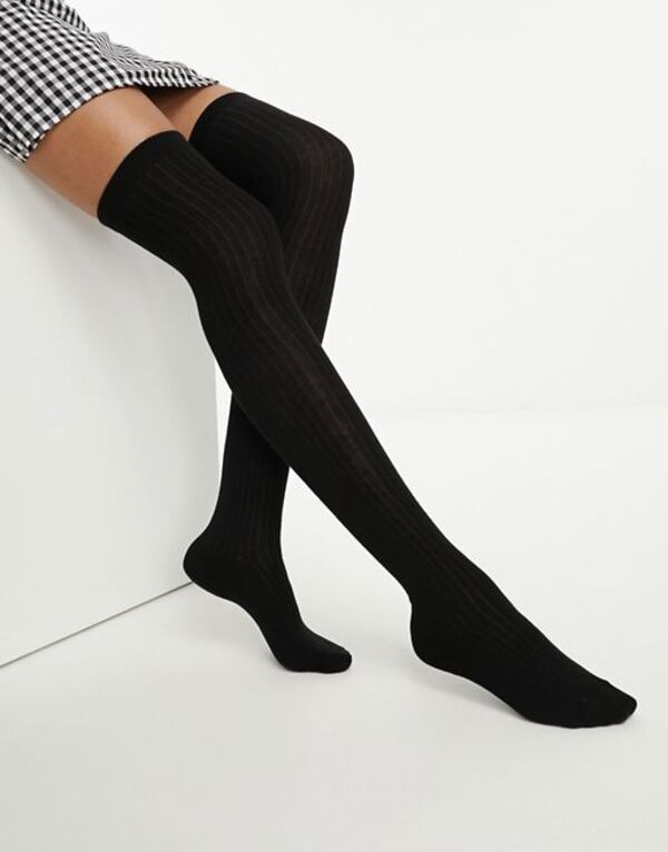yz L fB[X C A_[EFA Monki knee high socks in black Black