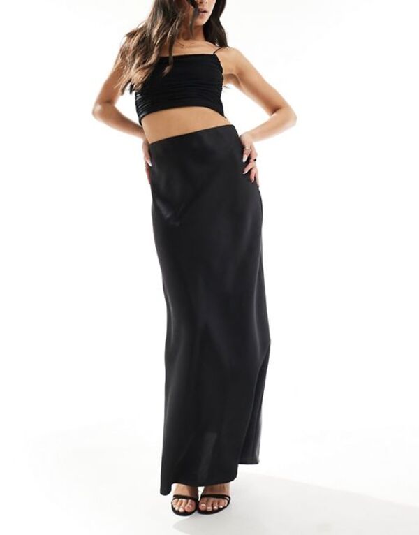 【送料無料】 ワイエーエス レディース スカート ボトムス Y.A.S satin bias cut maxi skirt in black Black