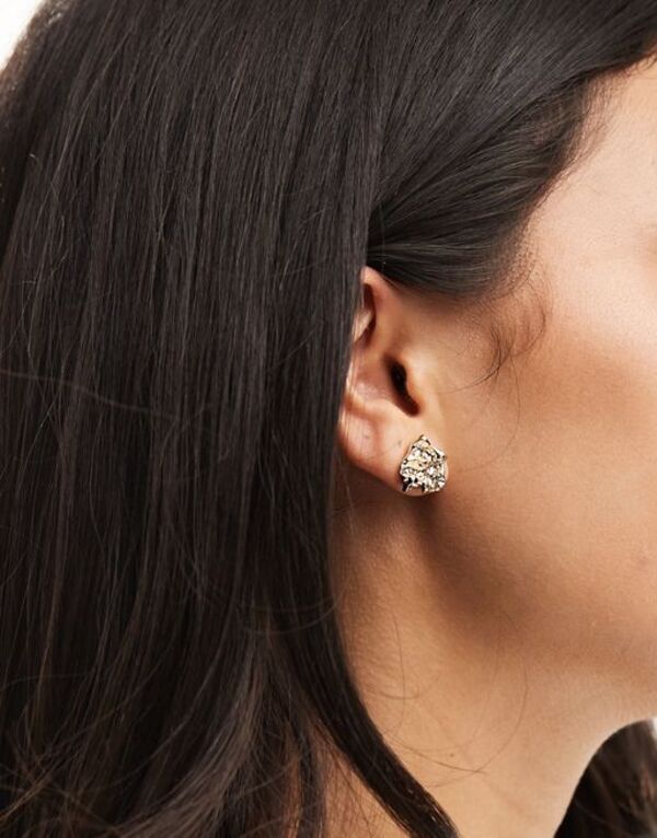 エイソス 【送料無料】 エイソス レディース ピアス・イヤリング アクセサリー ASOS DESIGN stud earrings with textured molten design in gold tone Gold
