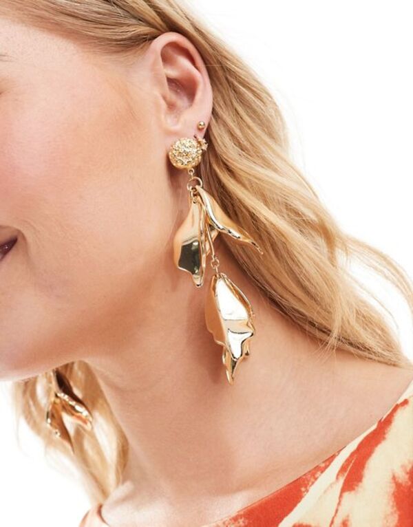 エイソス 【送料無料】 エイソス レディース ピアス・イヤリング アクセサリー ASOS DESIGN drop earrings with leaf floral design in gold tone Gold