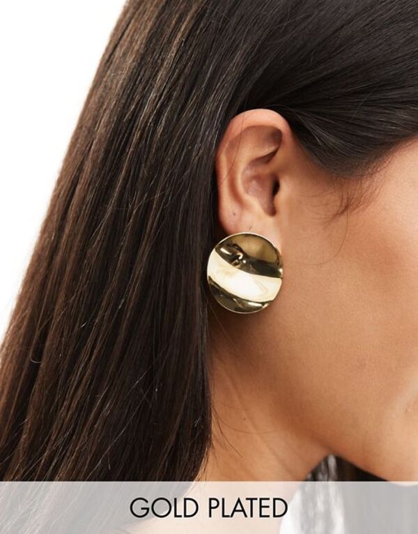 エイソス 【送料無料】 エイソス レディース ピアス・イヤリング アクセサリー ASOS DESIGN 14k gold plated stud earrings with abstract circle design Gold