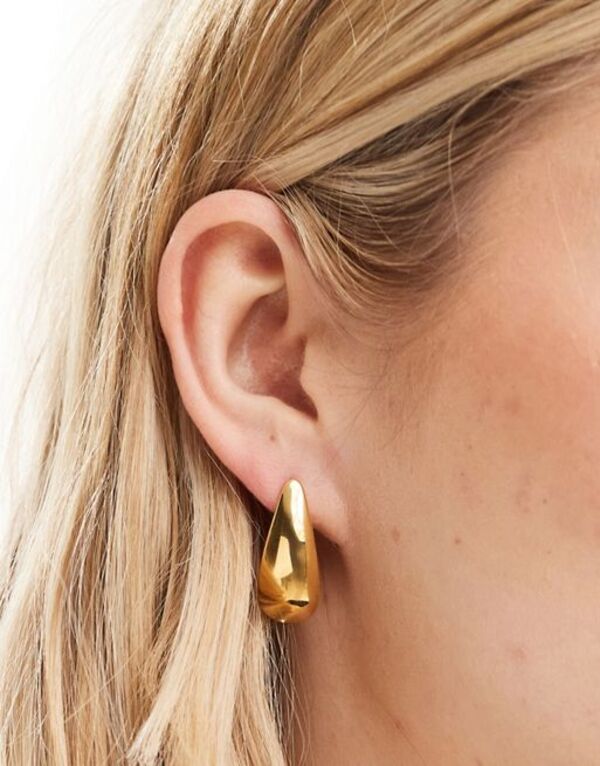 エイソス 【送料無料】 エイソス レディース ピアス・イヤリング アクセサリー ASOS DESIGN 30mm waterproof stainless steel stud earrings with tear drop design in gold tone Gold