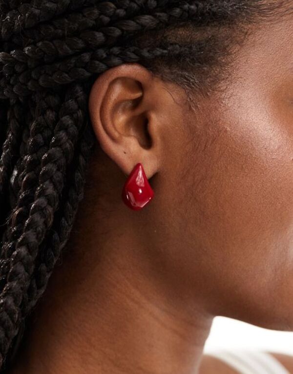 エイソス 【送料無料】 エイソス レディース ピアス・イヤリング アクセサリー ASOS DESIGN earrings with molten stud design in red Red