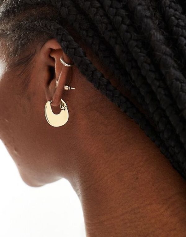 エイソス 【送料無料】 エイソス レディース ピアス・イヤリング アクセサリー ASOS DESIGN 14k gold plated 20mm clicker hoop earrings with flat design Gold