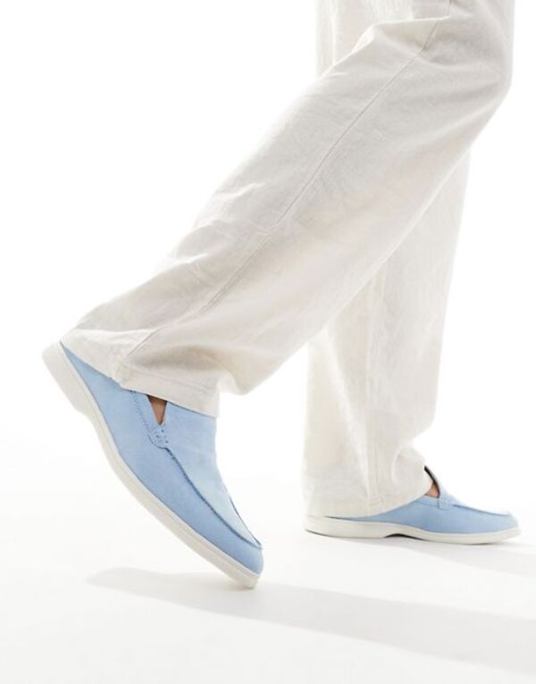 【送料無料】 トリュフコレクション メンズ スリッポン・ローファー シューズ Truffle Collection casual faux suede loafers in light blue LIGHT BLUE