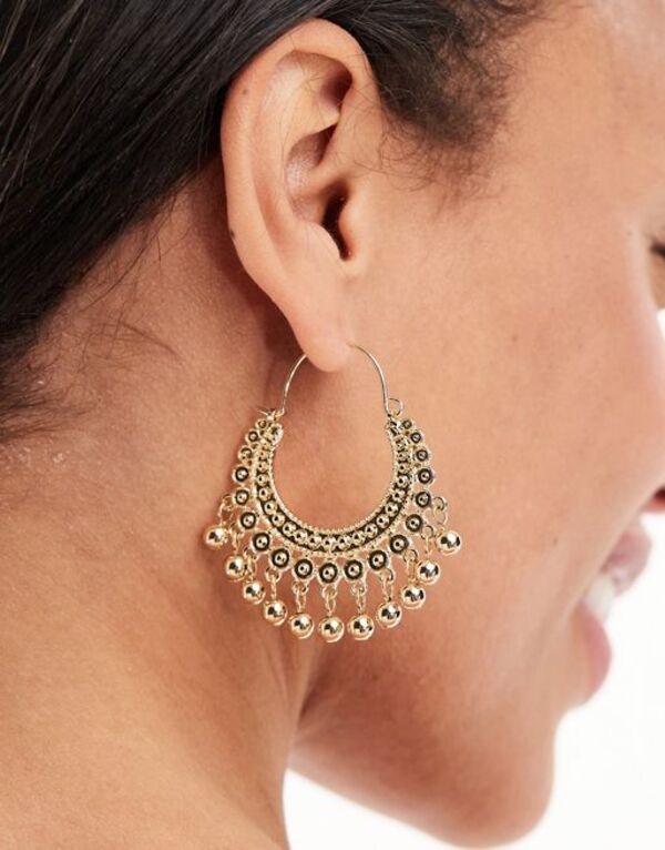 エイソス 【送料無料】 エイソス レディース ピアス・イヤリング アクセサリー ASOS DESIGN hoop earrings with ball detail in gold tone Gold