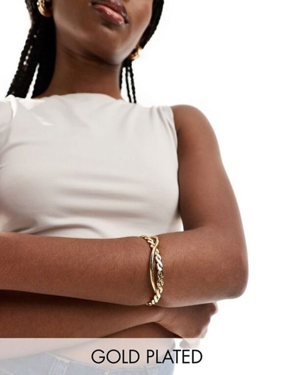 エイソス 【送料無料】 エイソス レディース ブレスレット・バングル・アンクレット アクセサリー ASOS DESIGN 14k gold plated cuff bracelet with wiggle detail Gold