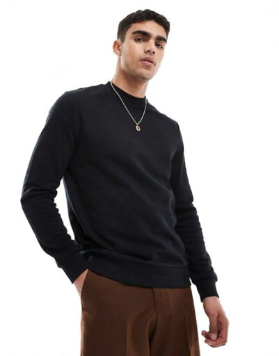 【送料無料】 エイソス メンズ パーカー・スウェット アウター ASOS DESIGN sweatshirt in black Black 【送料無料】 エイソス メンズ パーカー・スウェット アウター ASOS DESIGN sweatshirt in black Black