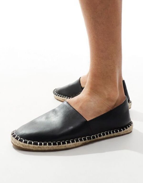 yz GC\X Y T_ V[Y ASOS DESIGN espadrilles in black leather look Black