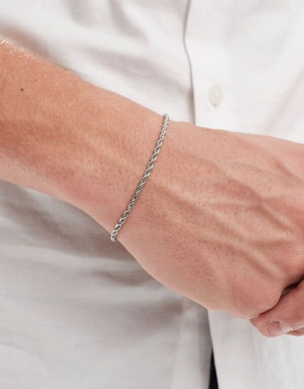 エイソス 【送料無料】 エイソス メンズ ブレスレット・バングル・アンクレット アクセサリー ASOS DESIGN waterproof stainless steel rope chain bracelet in silver tone SILVER