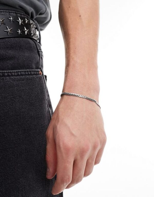 エイソス 【送料無料】 エイソス メンズ ブレスレット・バングル・アンクレット アクセサリー ASOS DESIGN waterproof stainless steel flat chain bracelet in silver tone SILVER