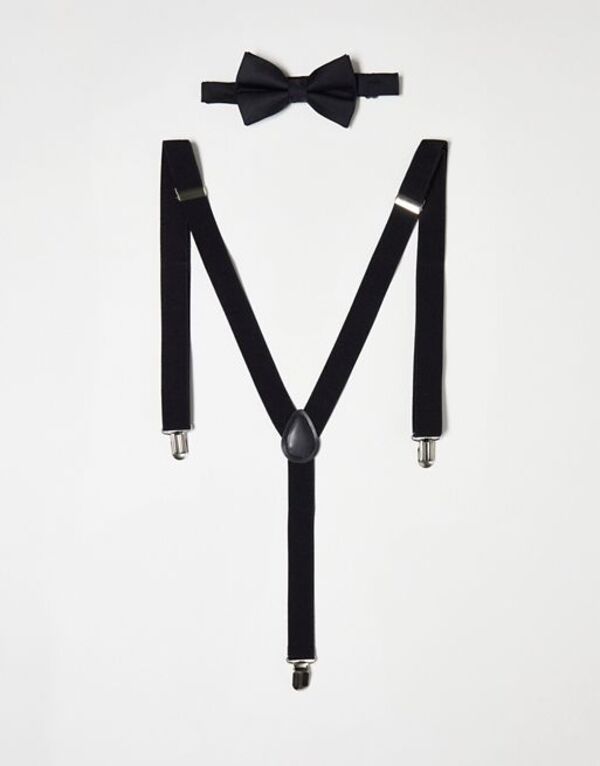 yz GC\X Y lN^C ANZT[ ASOS DESIGN bow tie and suspenders set in black Black