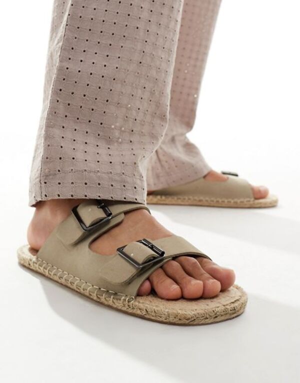 yz GC\X Y T_ V[Y ASOS DESIGN buckle espadrilles in stone suedette STONE