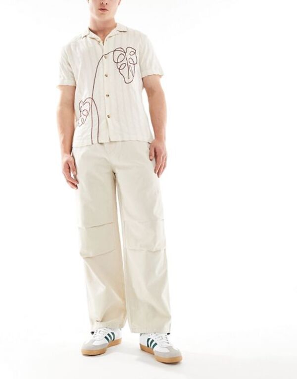 【送料無料】 オンリーアンドサンズ メンズ カジュアルパンツ ボトムス ONLY & SONS linen mix baggy pants with toggles in stone Silver Lining