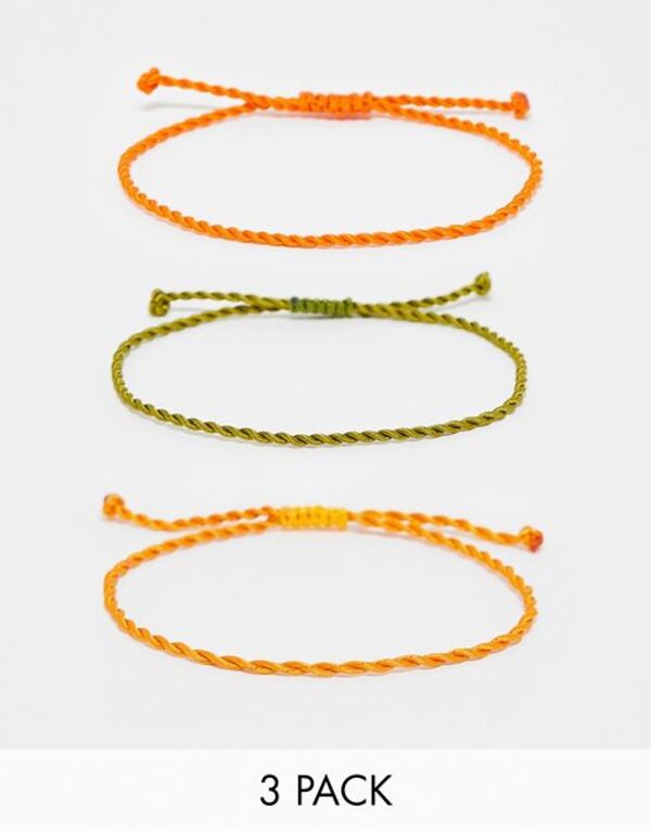 エイソス 【送料無料】 エイソス メンズ ブレスレット・バングル・アンクレット アクセサリー ASOS DESIGN 3 pack cord bracelet in orange and green Multi