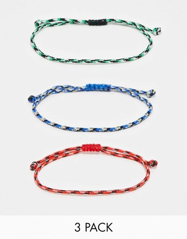 エイソス 【送料無料】 エイソス メンズ ブレスレット・バングル・アンクレット アクセサリー ASOS DESIGN 3 pack cord bracelet set in multi Multi