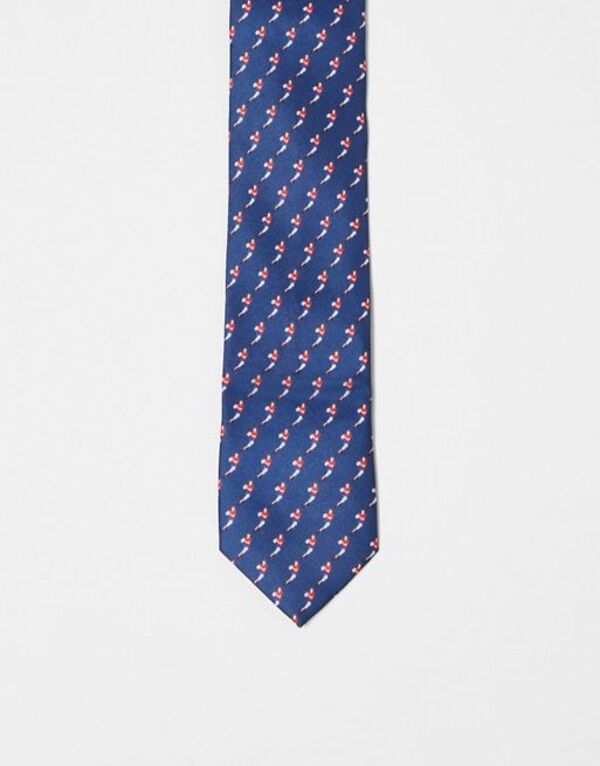 yz GC\X Y lN^C ANZT[ ASOS DESIGN slim tie with rugby pattern in navy NAVY