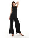 【送料無料】 エイソス レディース ジャンプスーツ トップス ASOS DESIGN high neck button side detailed wide l...