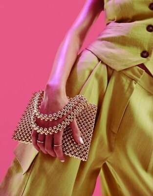 【送料無料】 エイソス レディース クラッチバッグ バッグ ASOS DESIGN beaded mini ball grab clutch bag in gold GOLD