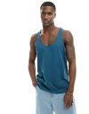 【送料無料】 エイソス メンズ ベスト トップス ASOS DESIGN tank top in turquoise Deep dive